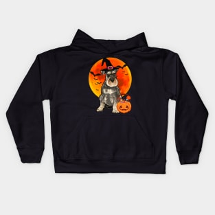 Dog Halloween Miniature Schnauzer Jack O Lantern Pumpkin Kids Hoodie